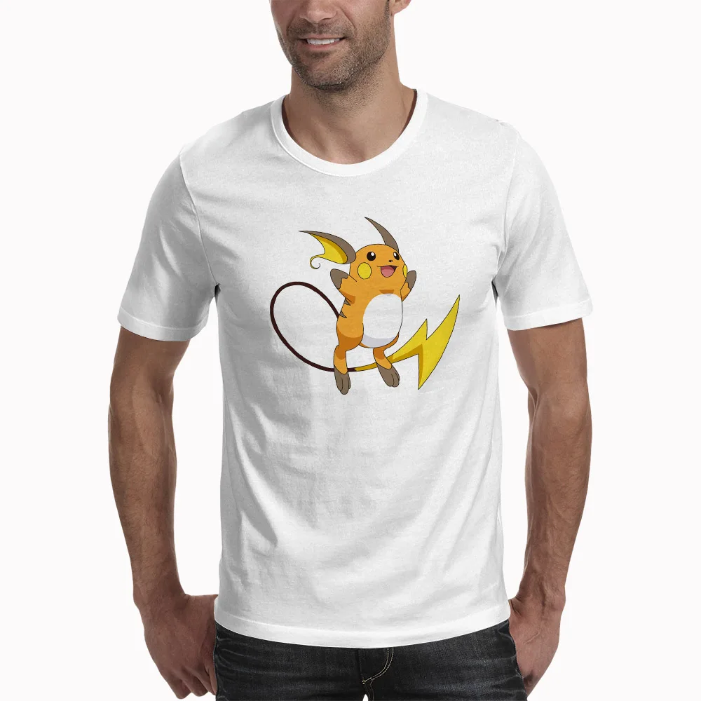 Футболка Пикачу футболка Pokemon повседневные короткие мужские футболки с круглым вырезом Забавные футболки белые мужские топы футболки Одежда - Цвет: XWT0554