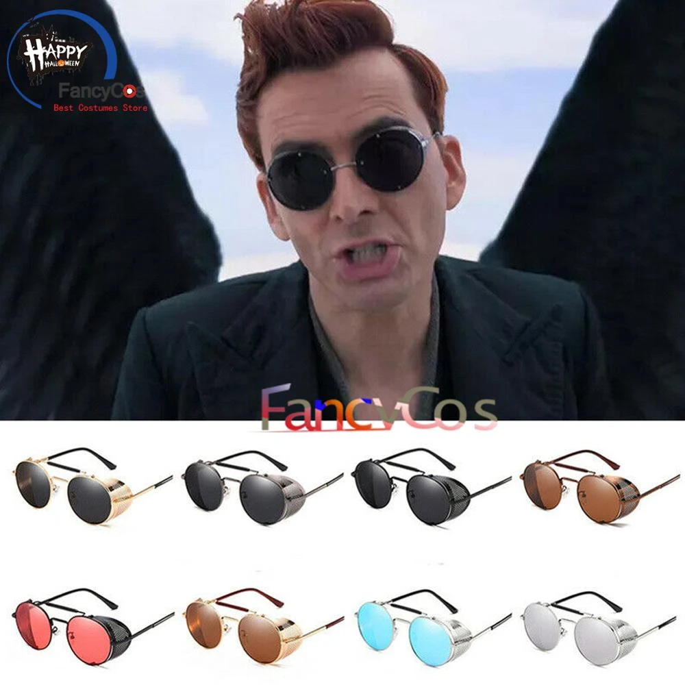 Gafas de sol con diseño de demonio para hombre y mujer, lentes de sol con diseño de Crowley, David Tennant 1:1, color negro, con luz solar y espejo, Unisex|Accesorios de disfraces| -