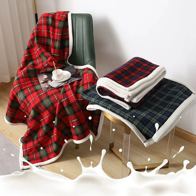Plaid for Beds Coral Fleece Blankets Plaids Bedsure Flannel Fuzzy Bedspreads Soft Warm Plush Blankets for Bed Christmas Gift 6