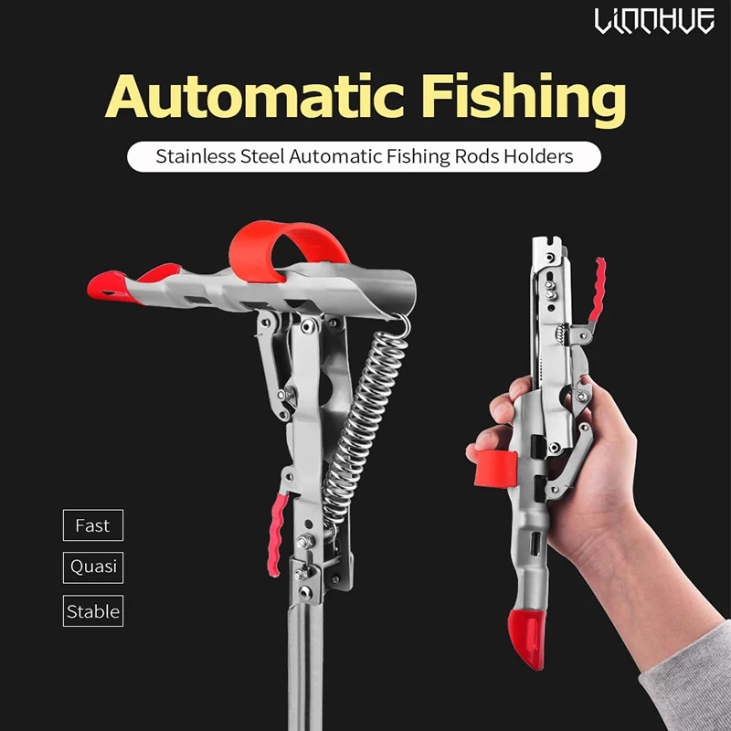 New Foldable Automatic Double Spring Angle Fishing Pole Tackle Bracket Fish  Tackle Anti-Rust Steel Fishing Bracket Rod Holder