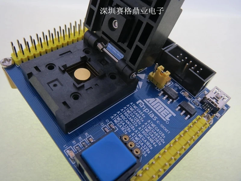 US $115.20 Original ATMEL IC Test Seat ATmega6450Mega1281Mega2561Mega128IC Burning Programm QFN64 Socket Adapte
