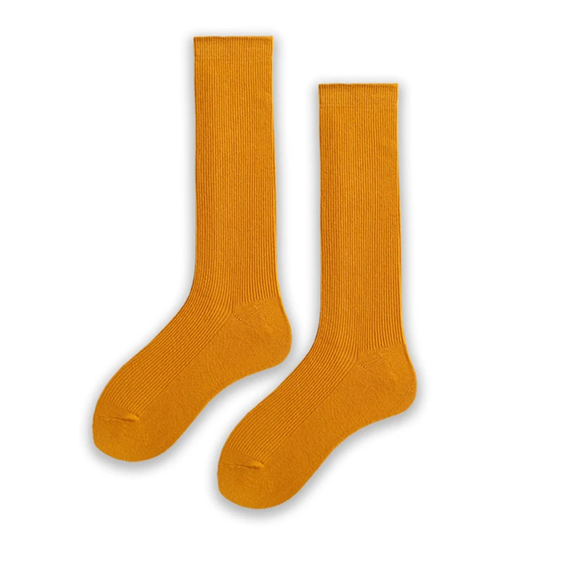 Ginger yellow Japanese autumn and winter new hot women's solid color cotton pile stockings - Цвет: Ginger yellow