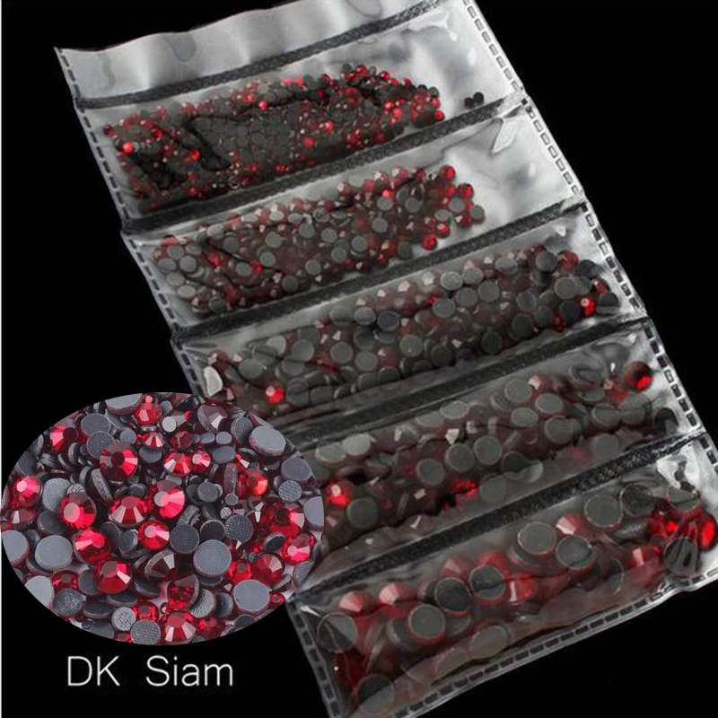 Dk siam Отличные блестящие стразы 1200 SS6-SS30 разных размеров, стразы для горячей фиксации, цветные стеклянные клеевые Стразы для одежды - Цвет: Dk siam