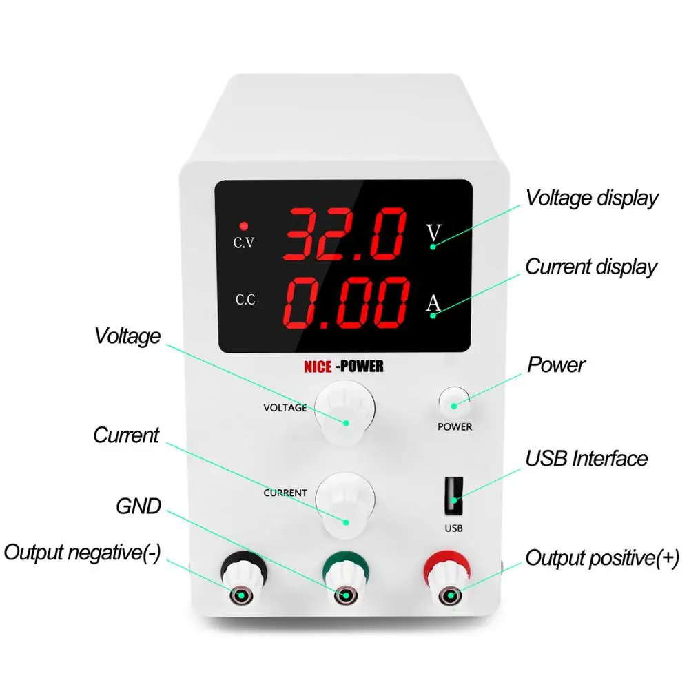 Новые Красивые DC лабораторный Регулируемый Питание 30V 10A 60V 5A скамья источник универсальный импульсный источник Напряжение Регулятора Тока для телефона