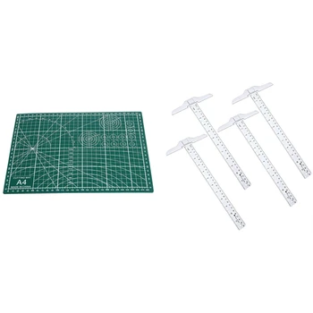 

HOT-1 Pcs Cutting Mat Cut Pad Patchwork Tools Handmade & 4 Pcs 12 Inch/ 30 Cm Junior T-Square Transparent T-Ruler