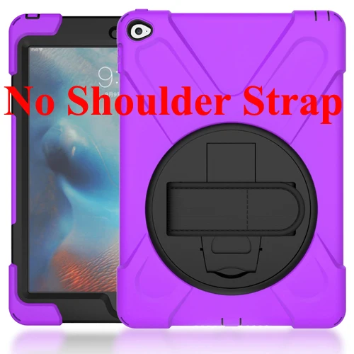 purple ST Для iPad Air 2 A1566 A1567 чехол для планшета, детский безопасный противоударный сверхмощный вращающийся ремешок/подставка+ плечевой ремень - Цвет: purple ST