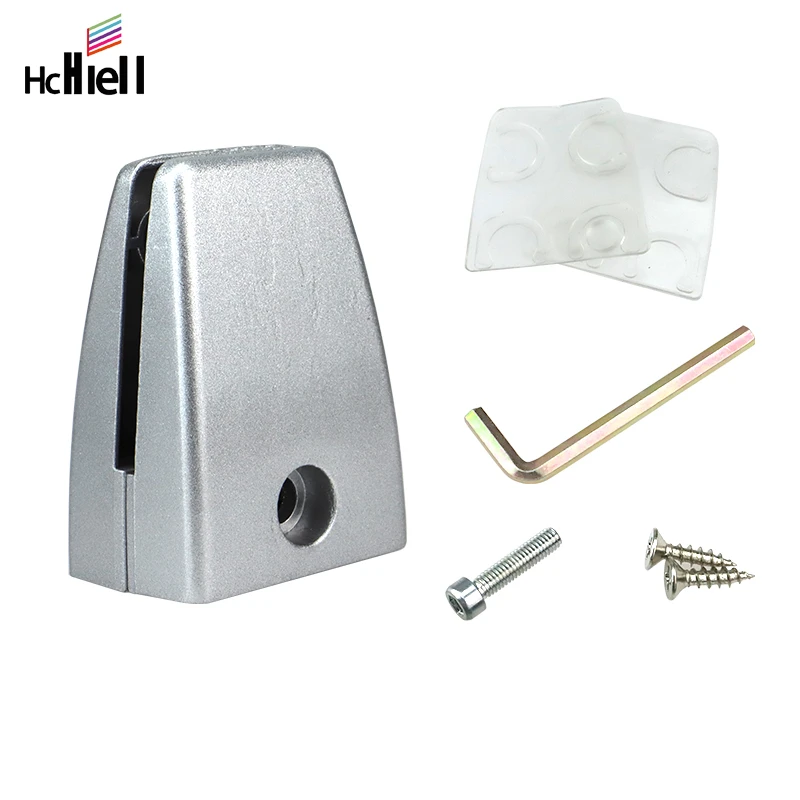 Silver Aluminum Alloy Clips Adjustable Office Screen Clapboard Glass Shelf Clamp Bracket Holder