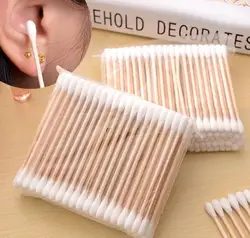 100pcs Disposable Makeup Cotton Swab Cotton Buds Make Up Wood Sticks Nose Ears Cleaning Cosmetics Health Care Glue Removing Tool