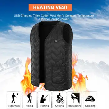 

USB Charging Heating Waistcoat Vest Thick Cotton Vests Thermal Constant Temperature Electric Heated Outdoor Winter Warm Jacket
