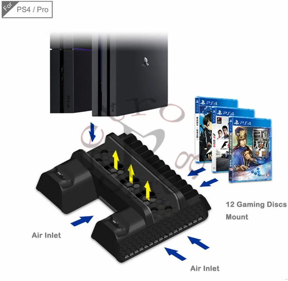 Для PS4/PS4 Slim/PS4 Pro вертикальная подставка с охлаждающим вентилятором подставка с вентилятором двойной контроллер зарядное устройство
