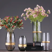 Современная цилиндрическая стеклянная ваза с металлическим кольцом, стеклянная ваза для свадебного украшения, домашний декор, настольные Свадебные вазы для цветов