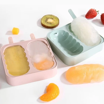 

Silicone Ice Cream Mold with Cover Two Cell Ice Cube Popsicle Maker DIY Moulds Homemade Freezer Ice Lolly Mould