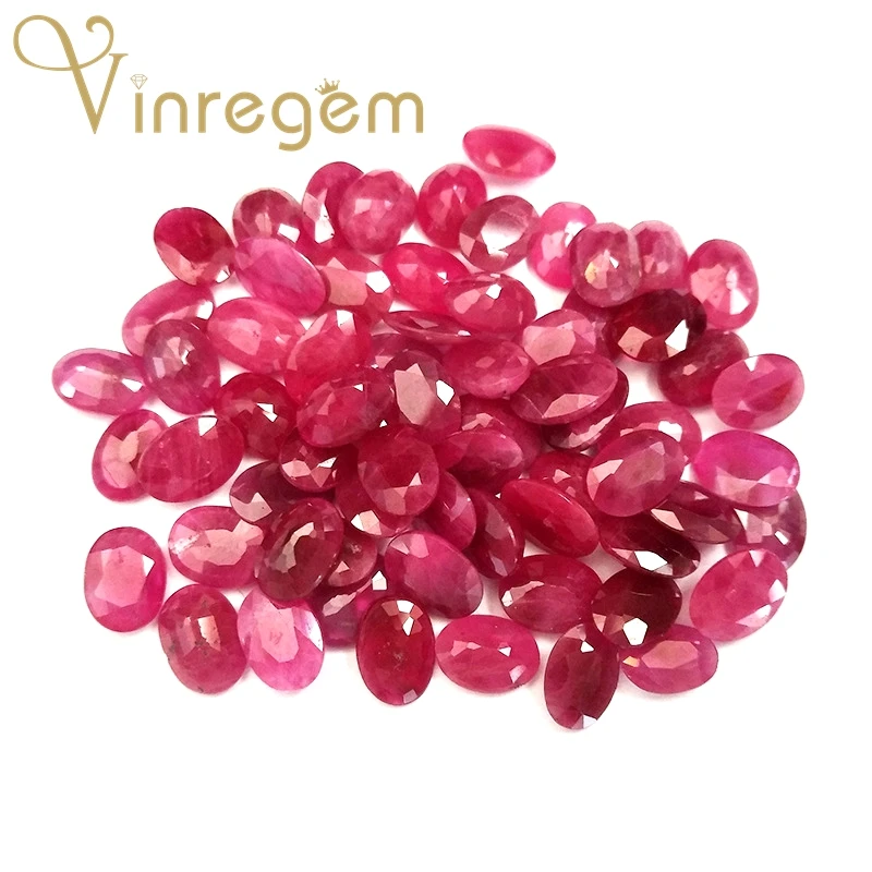 

Vinregem AAAAA Top Quality 1PCS Natural Oval Cut Unheated Burma Ruby Loose Gemstone DIY Stones Fine Jewelry Wholesale Lots Bulk