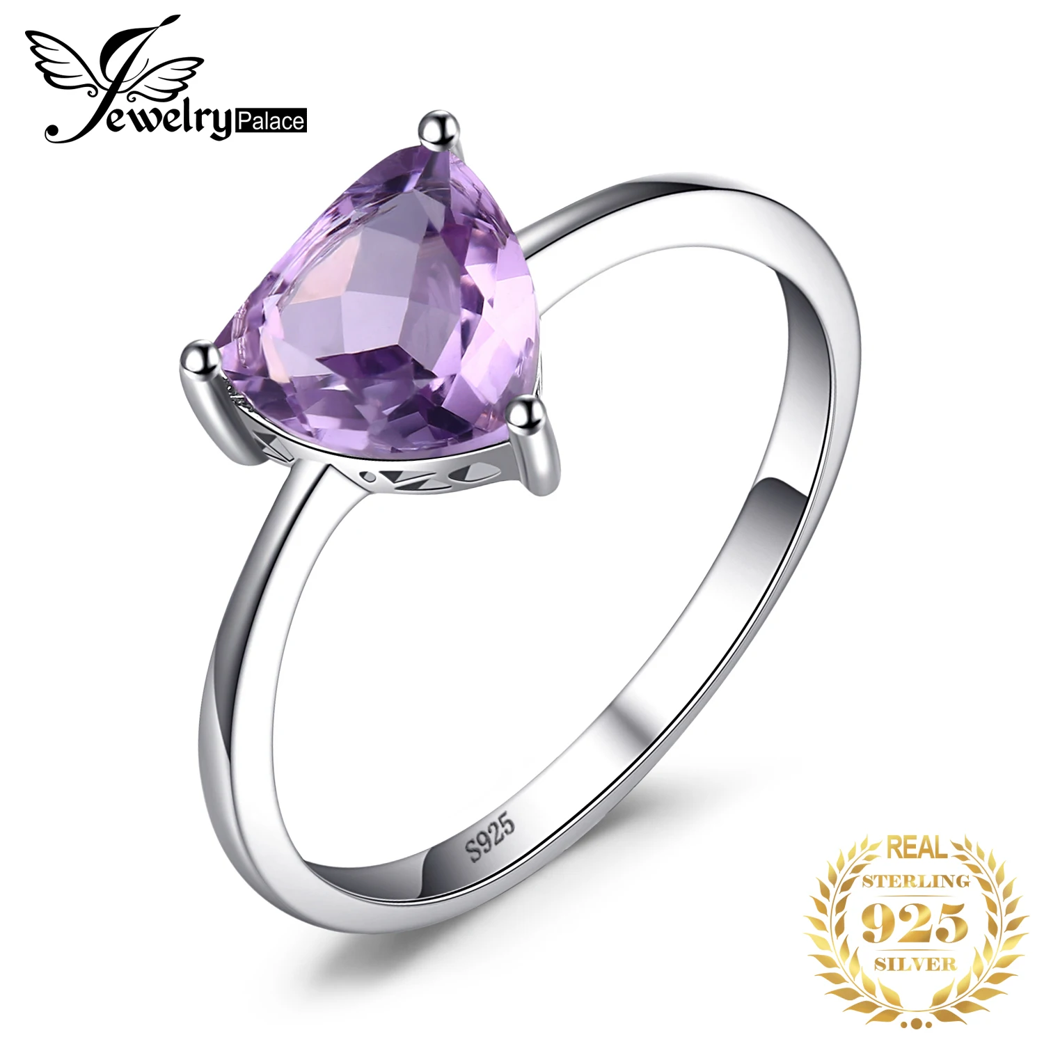 Jewelrypalace трлн 1.1ct натуральный Фиолетовый аметист пасьянс кольцо стерлингового серебра 925 пробы Для женщин Модные ук