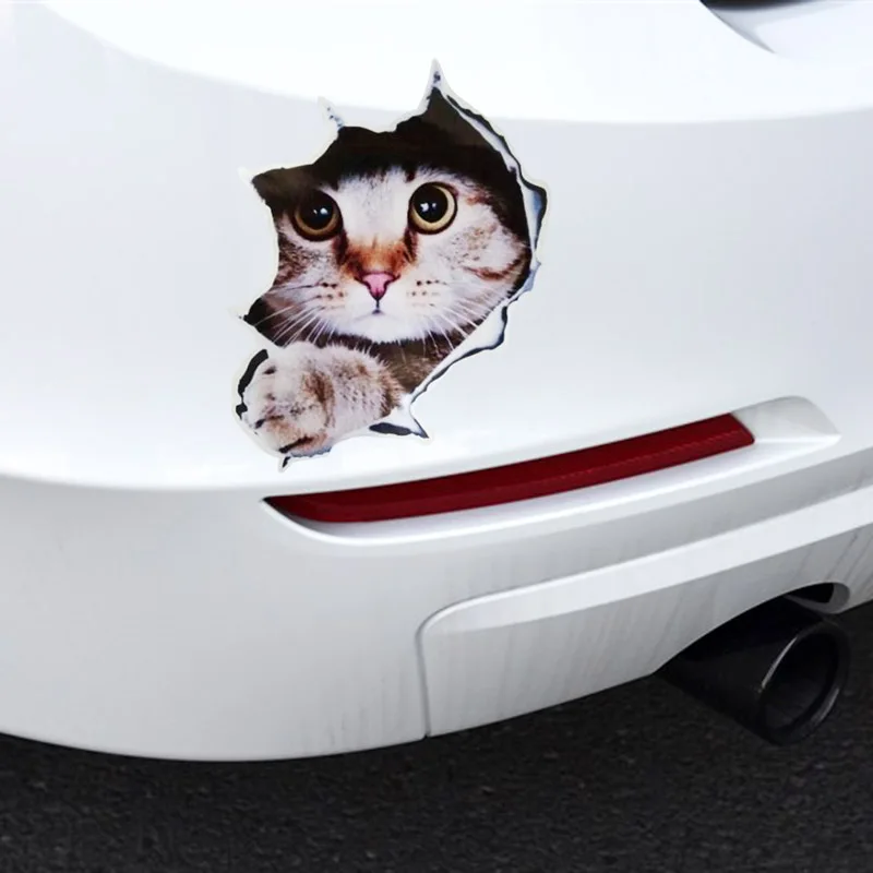 

13 x 18cm Scratch and Peeking Kitten 3D Stereo Anime Funny Creative Personality Kitten Simulation Stickers Car Styling Accessori