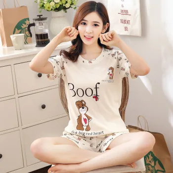 

Wontive Milk silk Women Sleepwear summer Female Pajamas Sets Thin laides Suit short Sleeve Pyjamas Women Comfortable Home Clothe