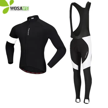 

WOSAWE Thermal Fleece Cycling Jersey Set Bib Pants Bicycle Clothing MTB Bike Jersey Jackets Uniform Women Men's Cycling Clothing