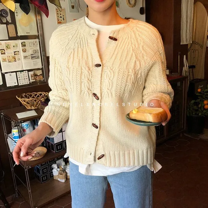 SuperAen Korean Style Women Sweaters Coats Autumn New Solid Color Ladies Sweaters Round Neck Knit Tops Women