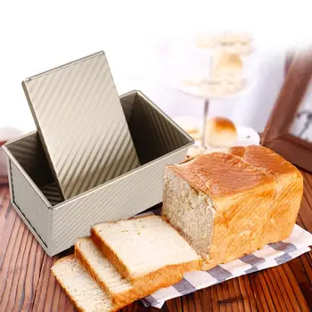 

Pullman Loaf Pan with Lid Non-Stick Bakeware Bread Toast Gold Mold Corrugated Cake Kitchen Tools Delicious Baking Tools for Cake