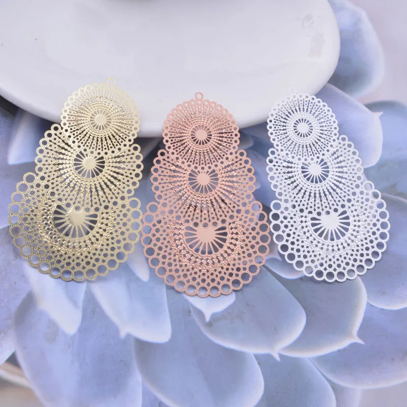 

20pcs AB3881 56*30mm Brass Silver Color Rose Gold Big Bohemian Earring Charms DIY Jewelry Earring Findings