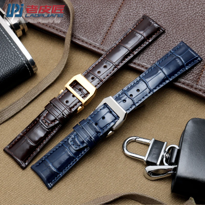 High quality Head layer cowhide genuine leather bracelet 22mm watch strap curve end watchband Business watch wristwatches band