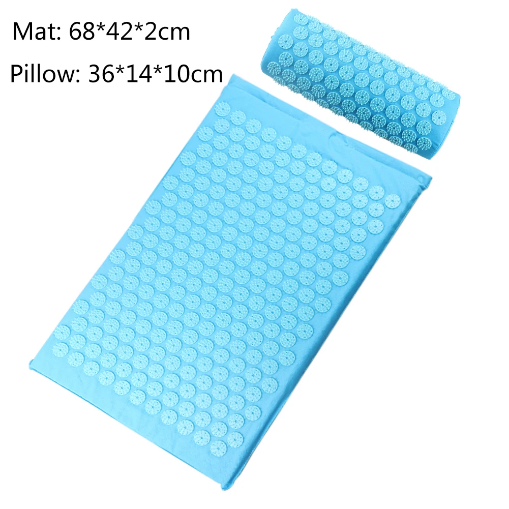2pcs Blue Массажная подушка акупрессура коврик для тела голова ноги снимает стресс боль Акупунктура йога коврик подушка Горячая поддержка Прямая поставка - Цвет: 2pcs Blue