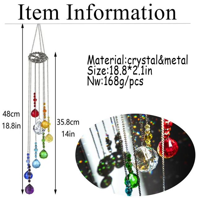 H&D Csakra Kristálygolyó Prizmák Suncatcher Fa Life Window Lógó Dísz Szivárványkészítő Medál Otthon, Kerti Dekoráció - Image 5