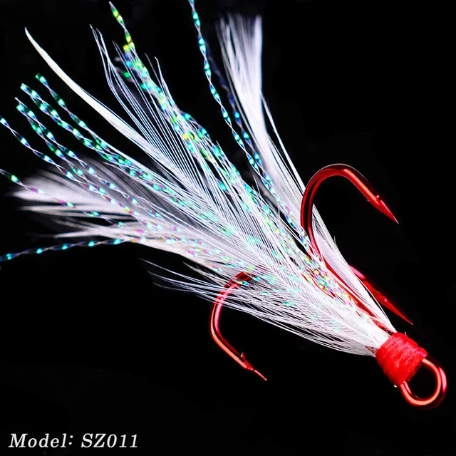 20pcs/lot Fish hook 2 4 6 8 10# Black /Red Fly Fishing Hook with 25 Colors Feather Fishing Tackle High Carbon Steel Barbed Hooks SZ011
