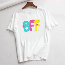 Женская футболка с буквенным принтом LUSLOS Kawaii BFF Летняя