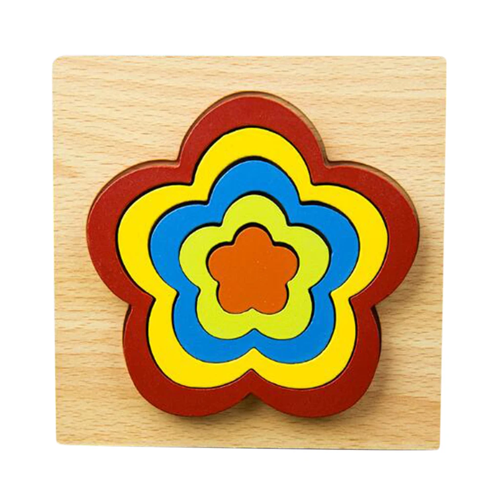 Flower Деревянные строительные блоки игрушка Радуга Укладка игра геометрическая форма Геометрическая доска блок обучающий реквизит обучающие игрушки - Цвет: Flower