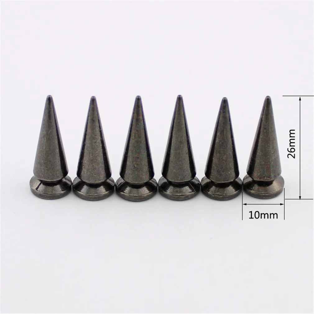 10pcs 10*26mm Multiple Color Fashion Bullet Spikes And Studs For Clothes Punk Cone Thorn Garment Rivets For Leather