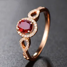 Новое поступление Рубин драгоценные камни Кольцо для женщин 18 К розовое золото красный драгоценный камень красочный камень обручальные свадебные Кольца Циркон алмаз ювелирные изделия