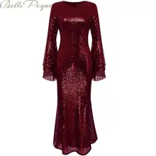 Belle Poque, сексуальное облегающее платье с расклешенными рукавами, женское платье с блестками, элегантные платья для вечеринок, женские платья с круглым вырезом