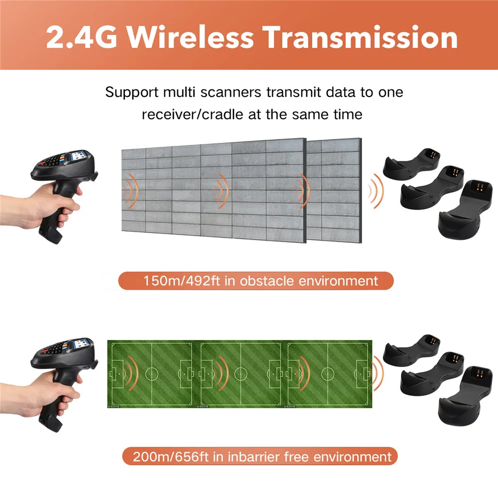 Trohestar Barcode Scanner Wireless Handheld Portable 1D/2D Scanne Data Terminal Inventory Device 2.4GHz Bar Code Reader Scanners hp scanner