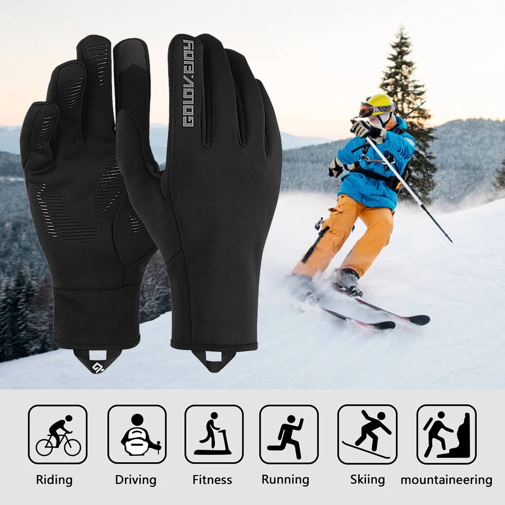 Мужские и женские зимние теплые перчатки, непромокаемые перчатки с сенсорным экраном, ветрозащитные спортивные перчатки с теплой подкладкой для катания на лыжах, кемпинга, пеших прогулок