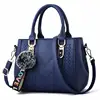 Embroidery Messenger Bags Women Leather Handbags - dark blue