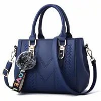 Embroidery Messenger Bags Women Leather Handbags Bags for Women Sac a Main Ladies hair ball Hand Bag 12