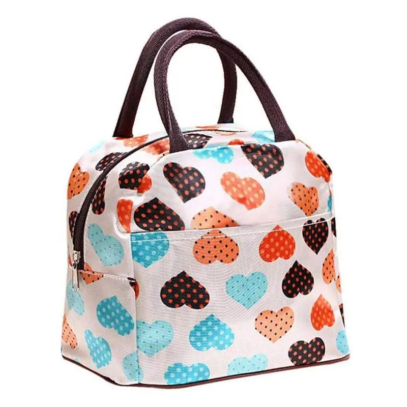 

AUAU-Freshness lunch bag Thermal insulated lunch box Tote Bento Pocket Lunch Container Cooler Bag (Rose) (heart)
