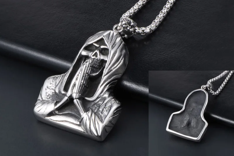 Классический из нержавеющей стали, в стиле ретро подвеска «скелет» ожерелье модный мужской череп кулон и ожерелье для мужчин подарок