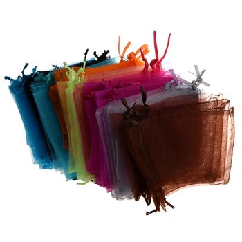 

48 Organza Drawstring Pouches Gift Bags Assorted Colors 4x5"