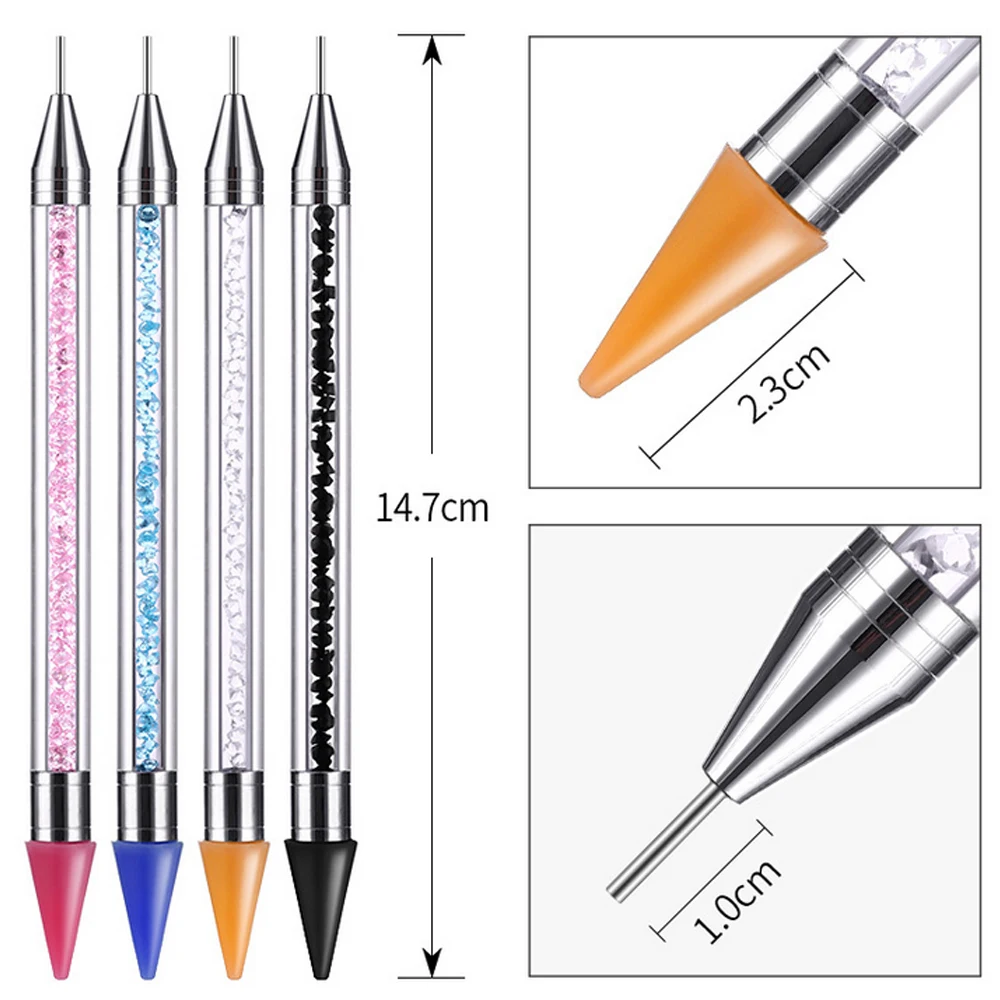 1 шт двухконцевая ручка для ногтей, стразы Picker Dotting ручки, сделай сам, воск карандаш, маникюрное украшение, кристальная ручка для бисера Tips2019