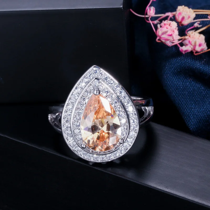 Модное серебряное кольцо в форме капли воды, ювелирные изделия Anillos, винтажные Роскошные простые буквы, подарок для девушки, ювелирные изделия, женские кольца для женщин
