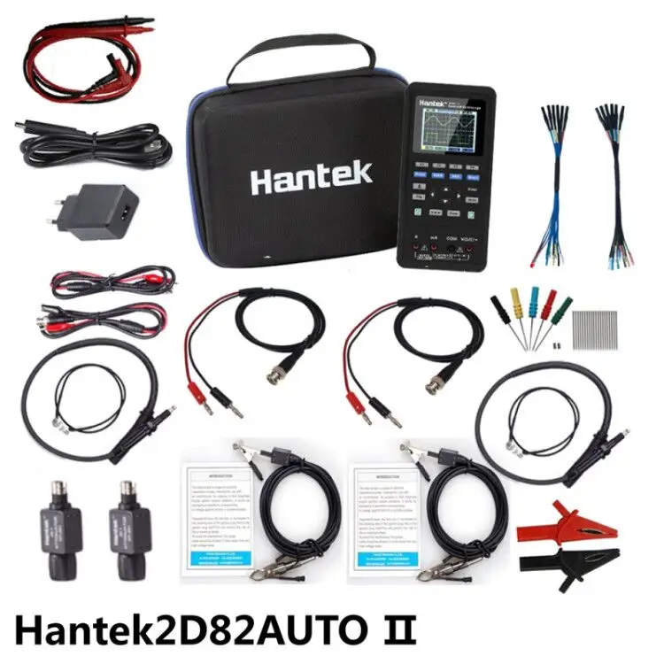 Портативный осциллограф HANTEK Осциллограф 2D82 4 в 1 автомобильный тестер мультиметр и функция simulator сигнала 2c42 2d42 2c72 2d72 - Цвет: 2D82 II