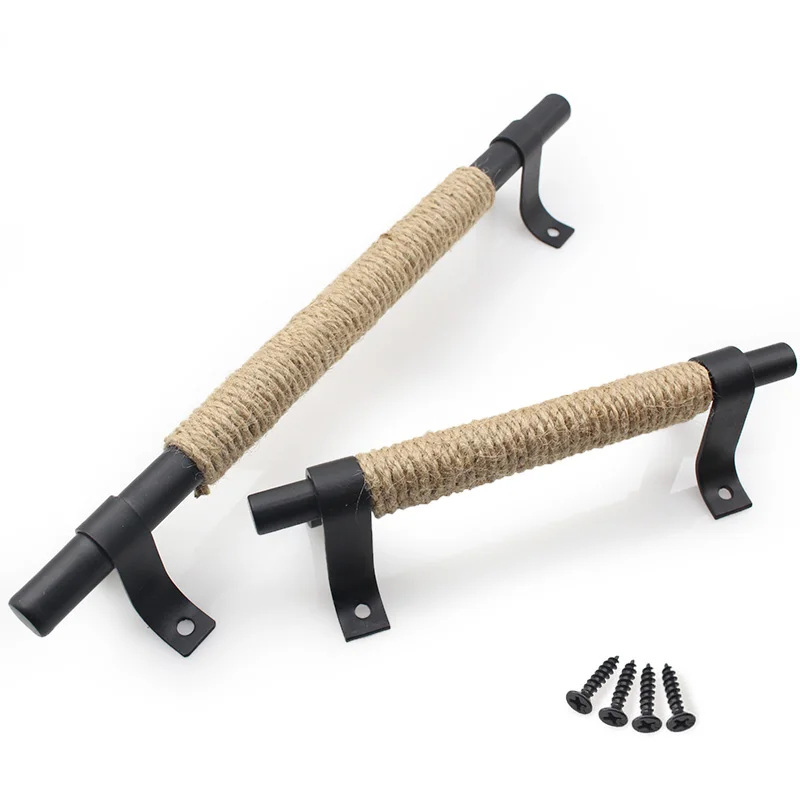 Corda de Cânhamo Alça para Porta do Celeiro Trilho Deslizante Porta Caixa Puxar e Lidar com Ferragem Pequena Retro Armário Cozinha ao ar Livre Móveis Botão