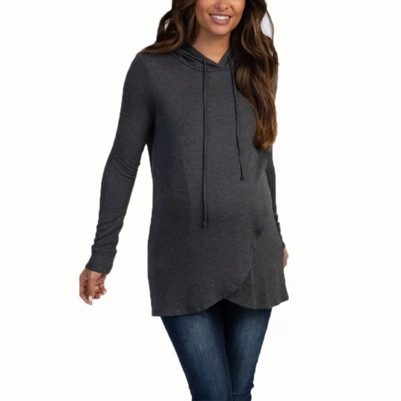 2020 women's clothing selling popular pregnant women wear long-sleeved hooded sports protective clothes  breastfeeding hoodie