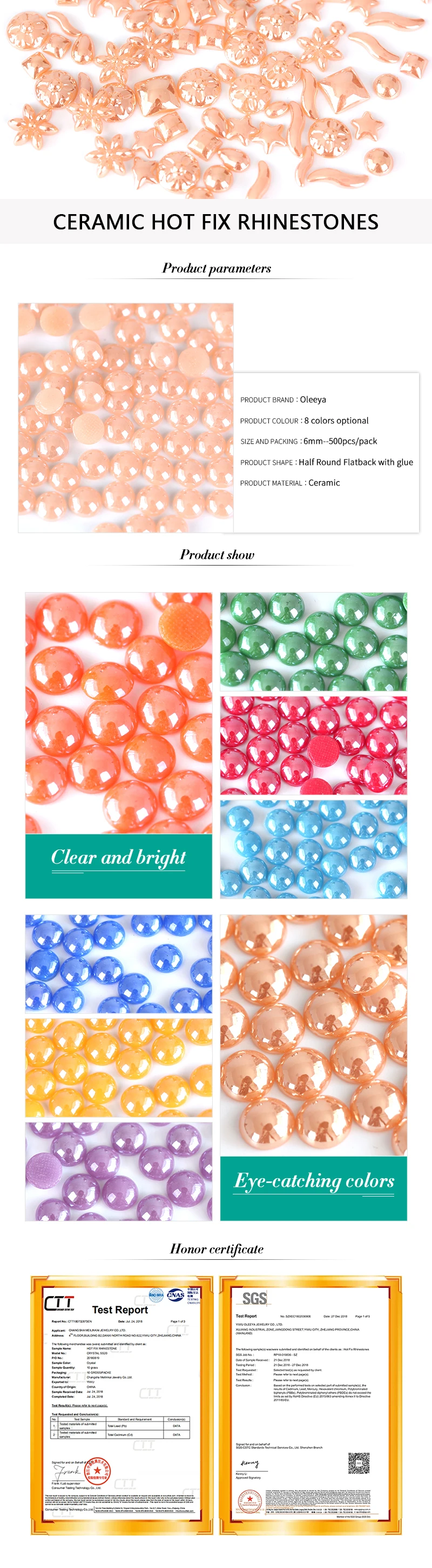 Oleeya brand Ceramic Hot Fix Rhinestones