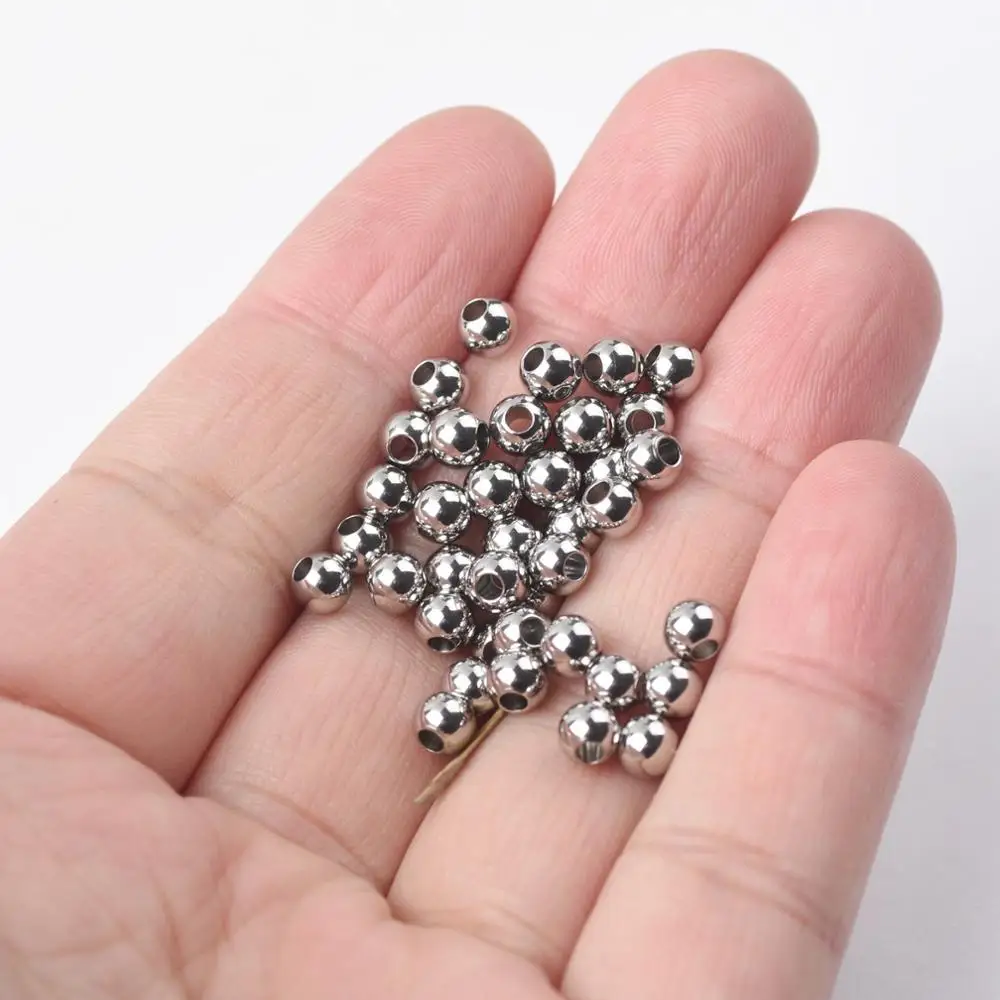 Silver Color Round Solid Stainless steel Metal 4mm 5mm 6mm 8mm
