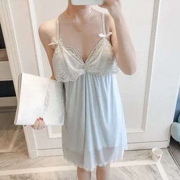 

Womens Lingerie Nightgown Female Summer 2020 Lace Sleepwear Backless Night Gown Sleepshirts Sexy Sleep Clothes Lolita Sleepdress