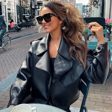 Ailegogo Новое поступление Зима Осень 2021 женский кожаный кошелек Campera Chaqueta Cuero Mujer Modis Coat Женская кожаная куртка Ailegogo Новое поступление Зима Осень 2021 женский кожаный кошелек Campera Chaqueta Cuero Mujer Modis Coat Женская кожаная куртка