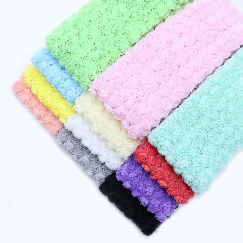

1meters/lot 6 Row Chiffon Rose Flower Lace Trim Chiffon Lace Fabric Ribbon DIY Handmade Hair Accessories Material Clothing Decor